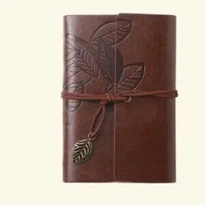 Retro Leaf PU Leather Loose-leaf Notebook - NEW - Lt Brown 5.71 in L x 3.94 in W